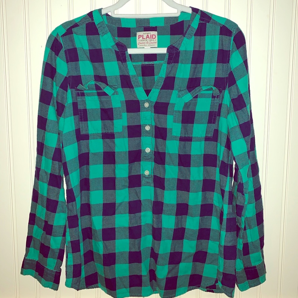 Plaid long sleeve top